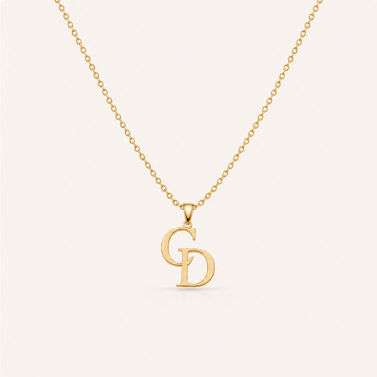 Gold couple initial necklace matching jewelry - Calioras