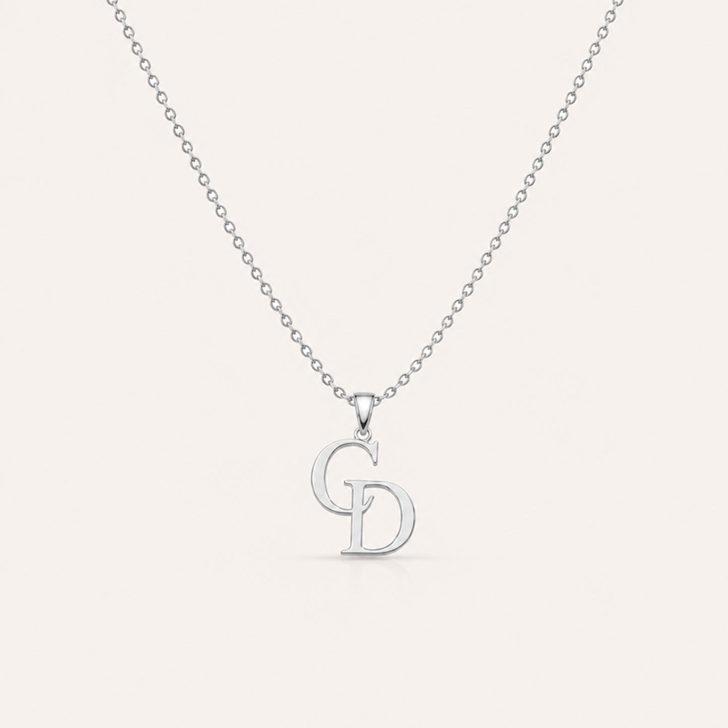 Silver couple initial necklace personalized - Calioras