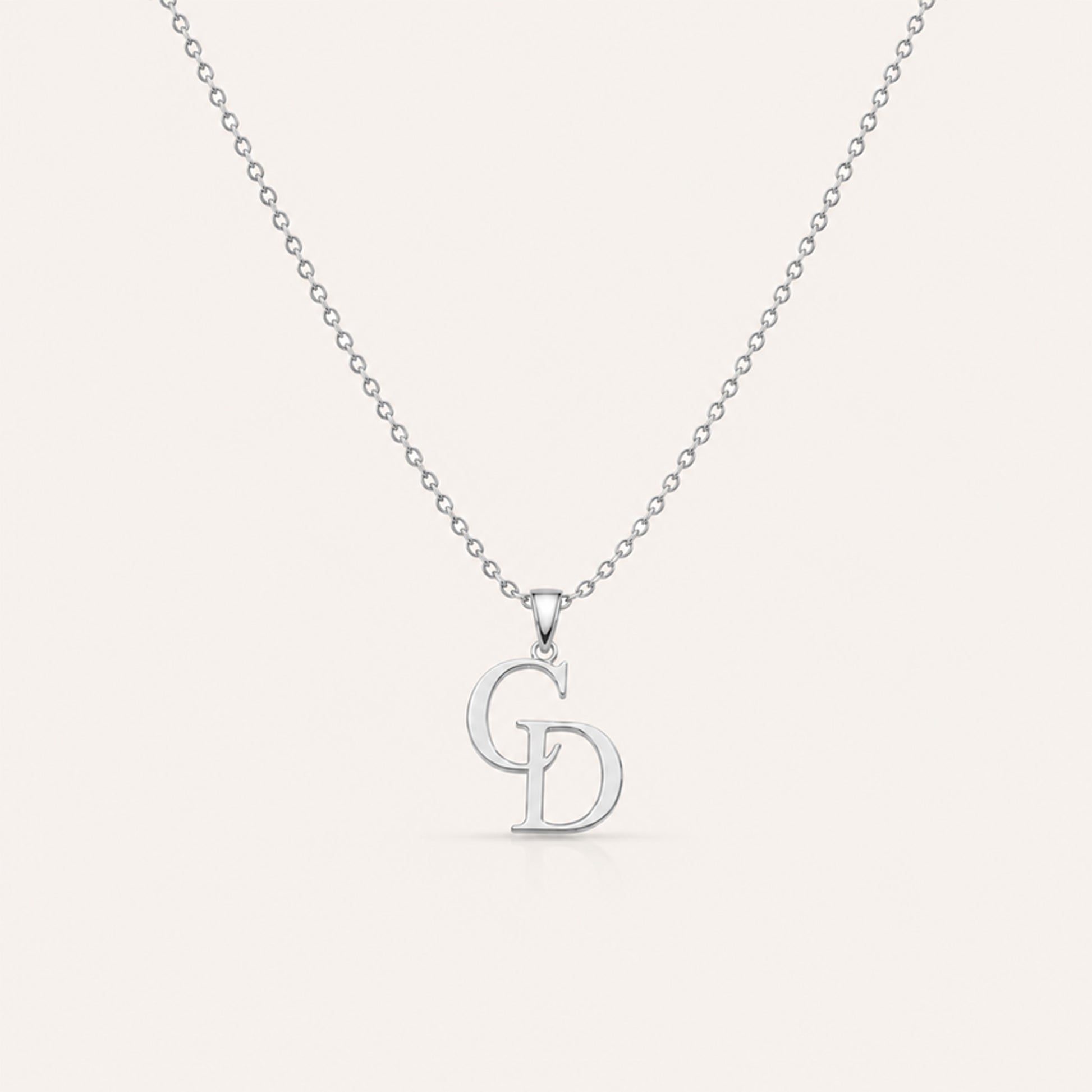 Silver couple initial necklace personalized - Calioras