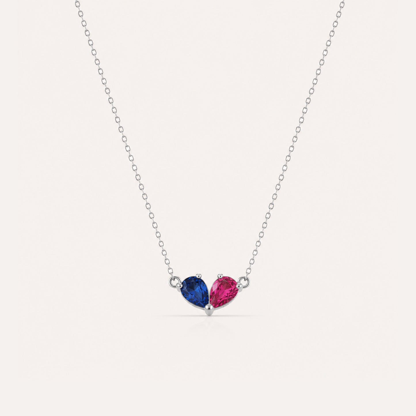 Silver heart birthstone necklace custom stone - Calioras