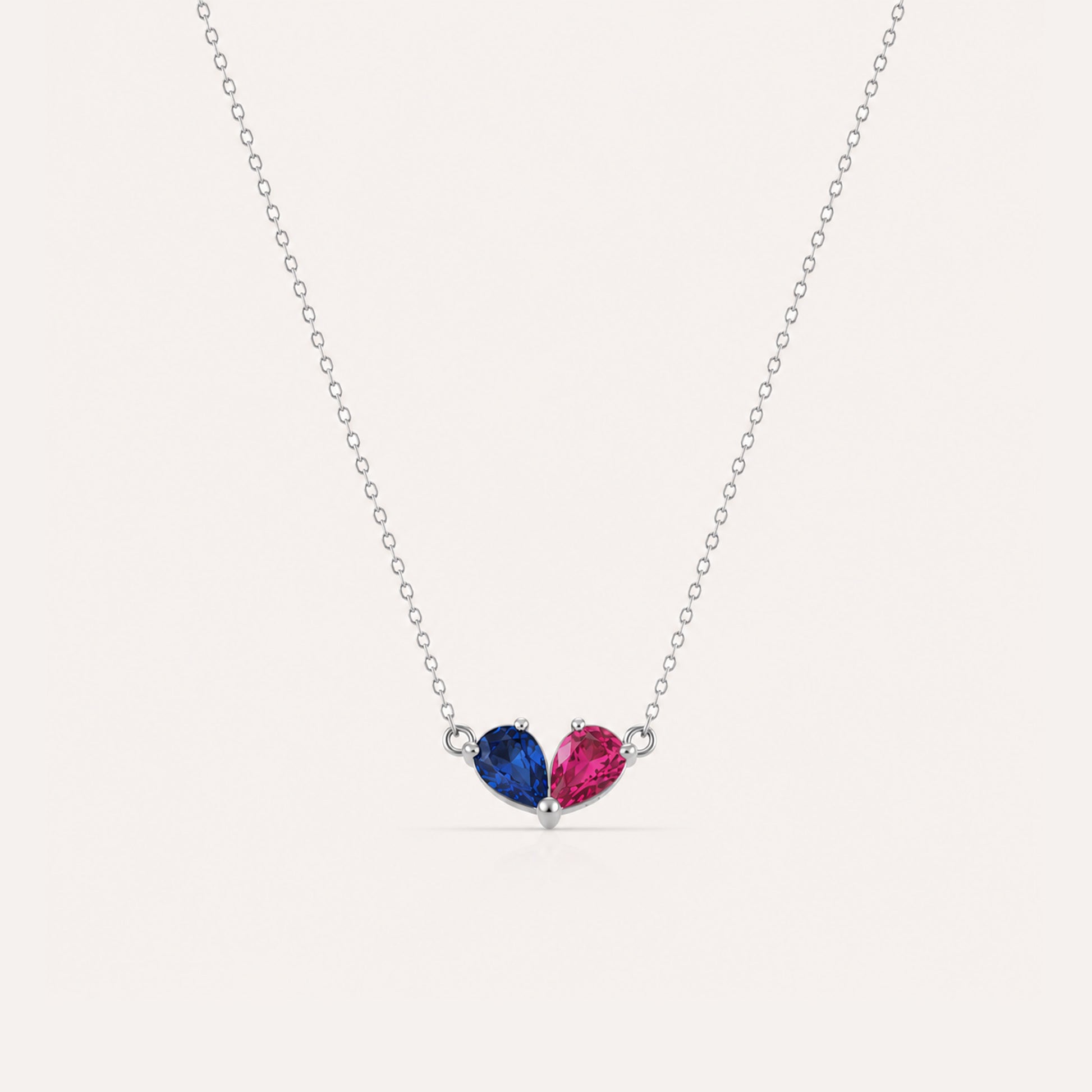 Silver heart birthstone necklace custom stone - Calioras