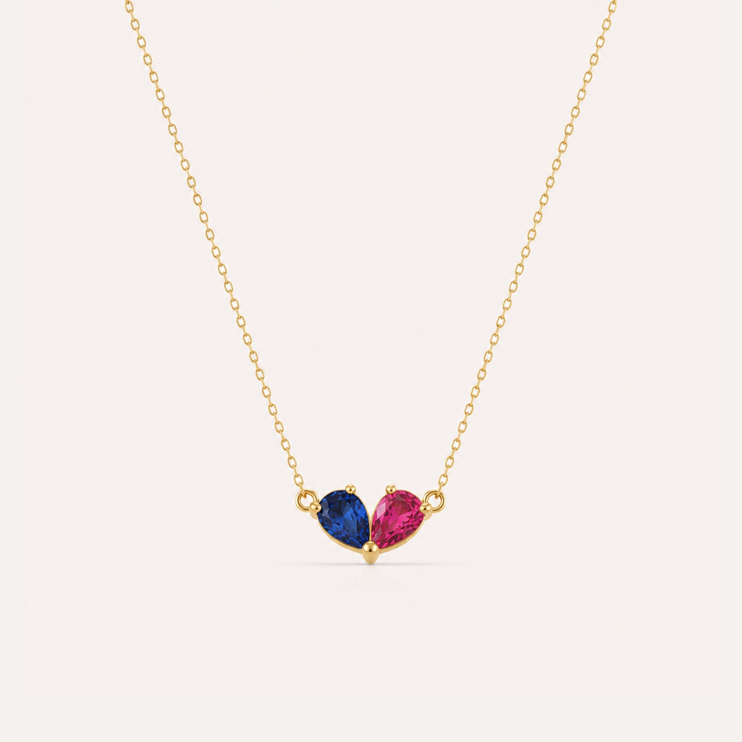 Gold heart birthstone necklace personalized - Calioras