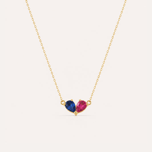 Gold heart birthstone necklace personalized - Calioras