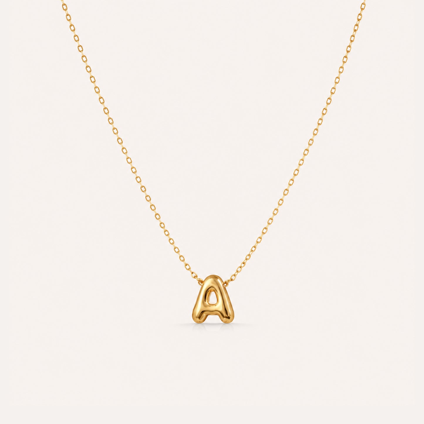 Gold bubble letter necklace personalized initial - Calioras