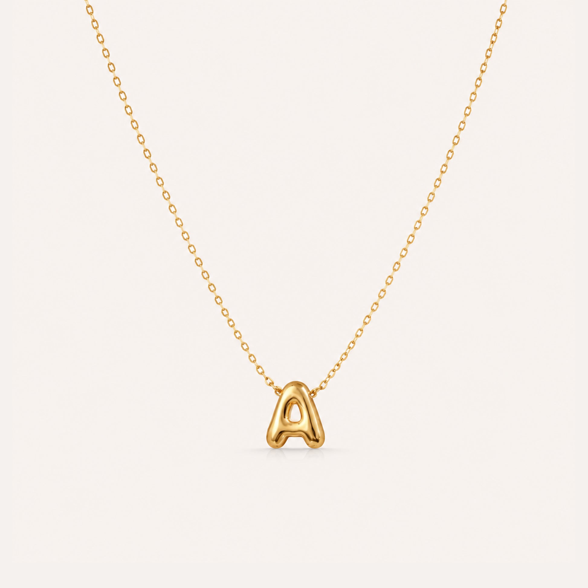 Gold bubble letter necklace personalized initial - Calioras