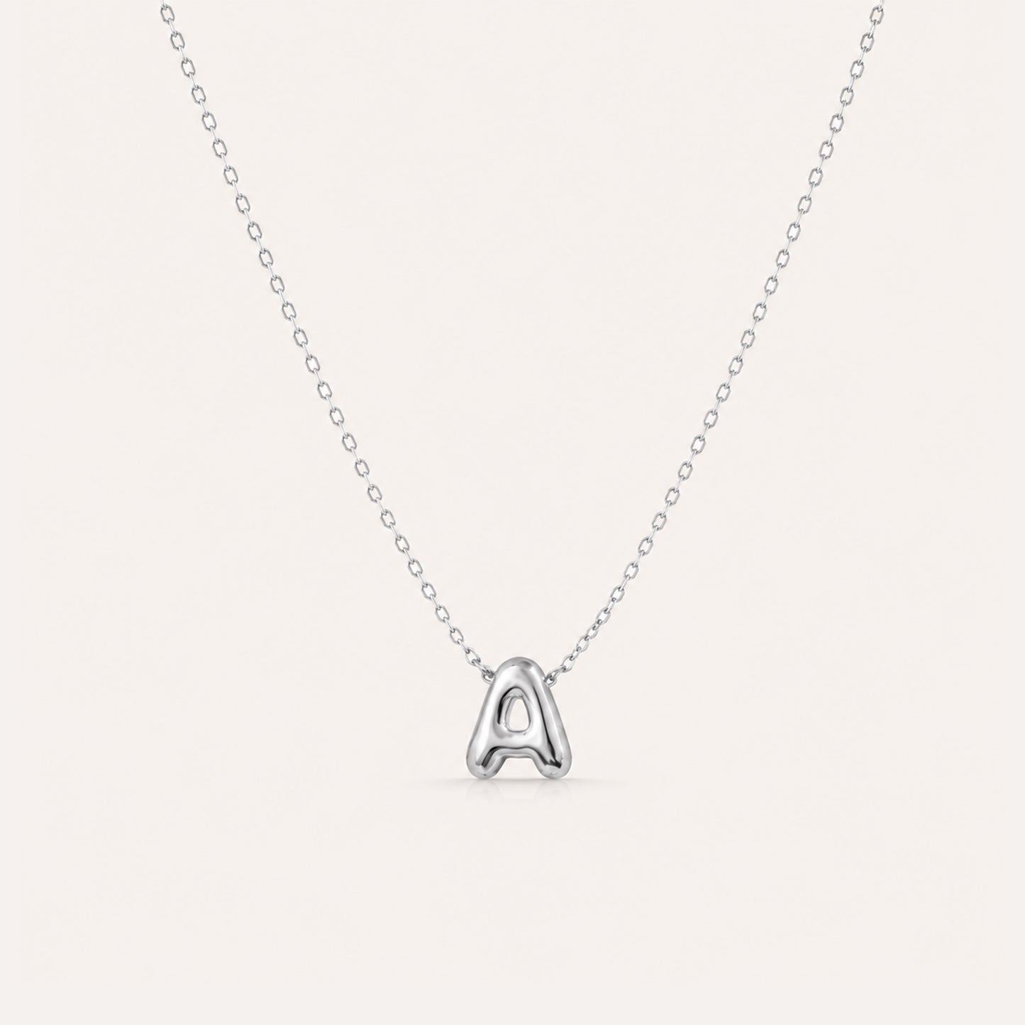 Silver bubble letter necklace custom initial - Calioras