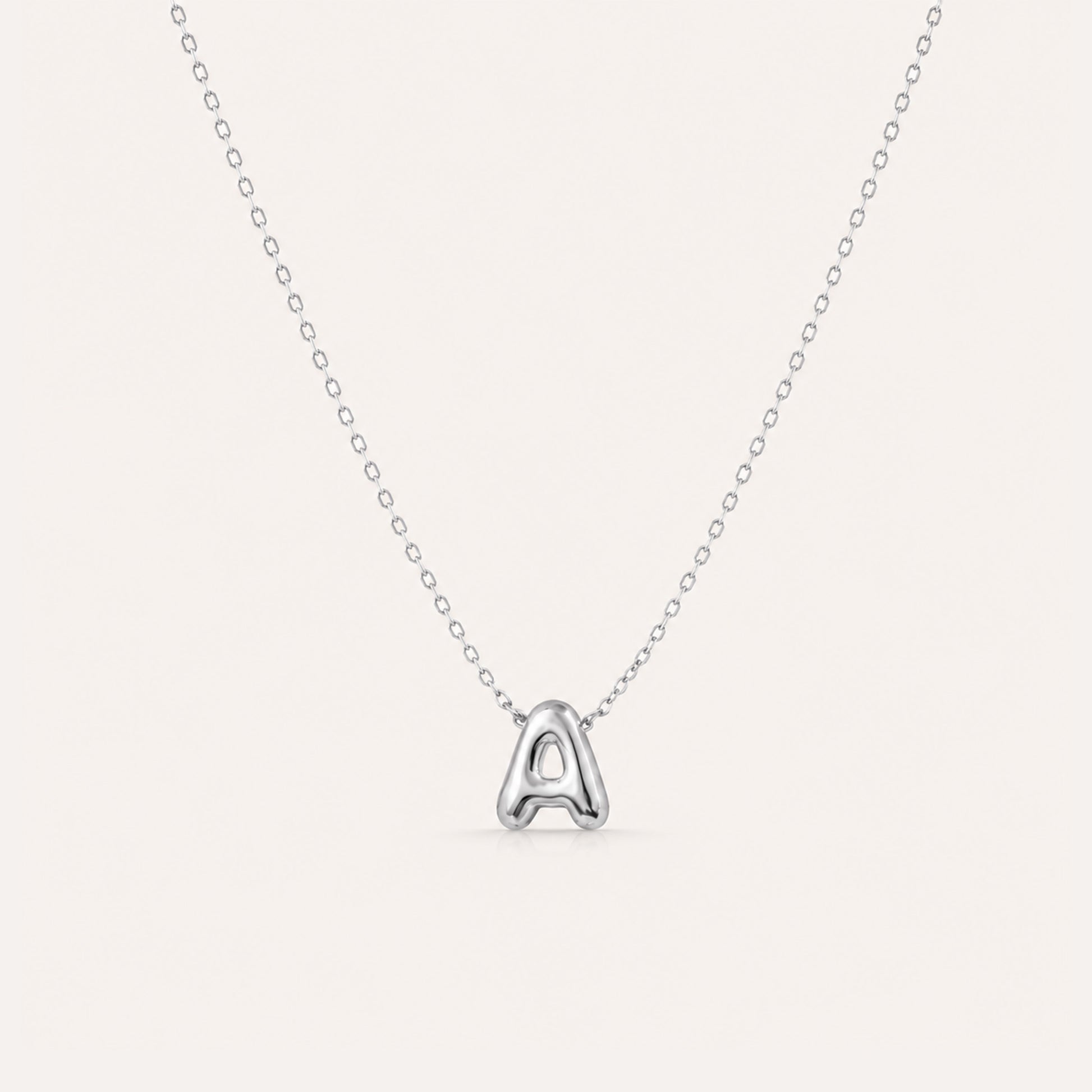 Silver bubble letter necklace custom initial - Calioras