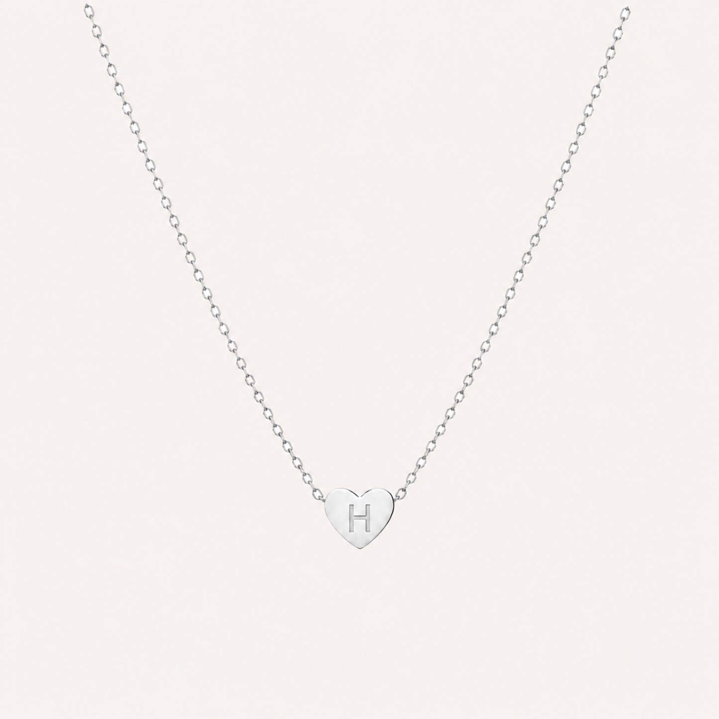 Silver 3D heart initial necklace personalized - Calioras