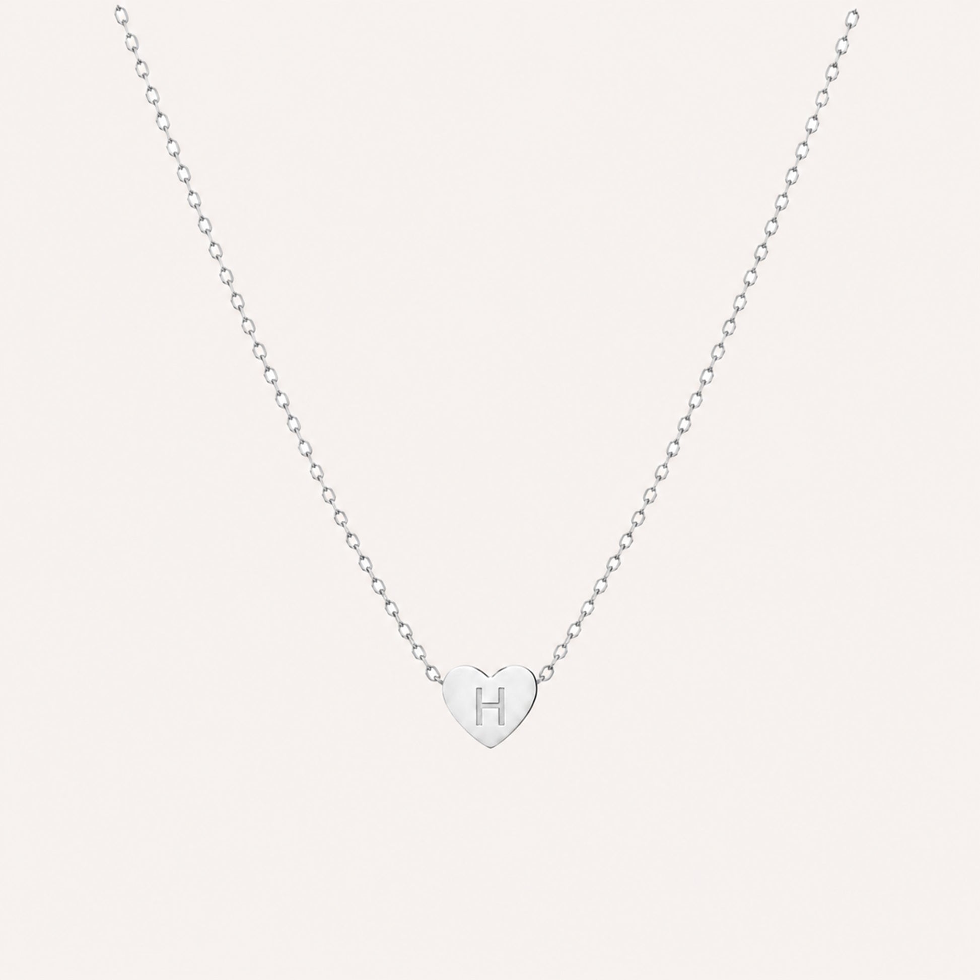 Silver 3D heart initial necklace personalized - Calioras