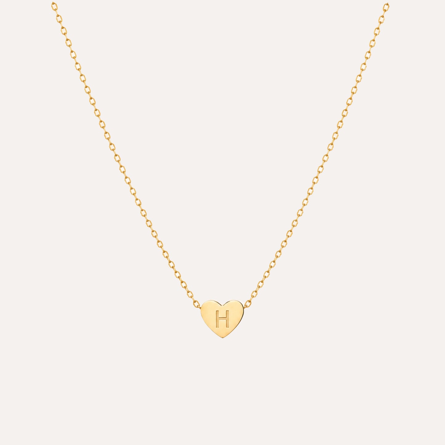 Gold 3D heart charm initial necklace - Calioras