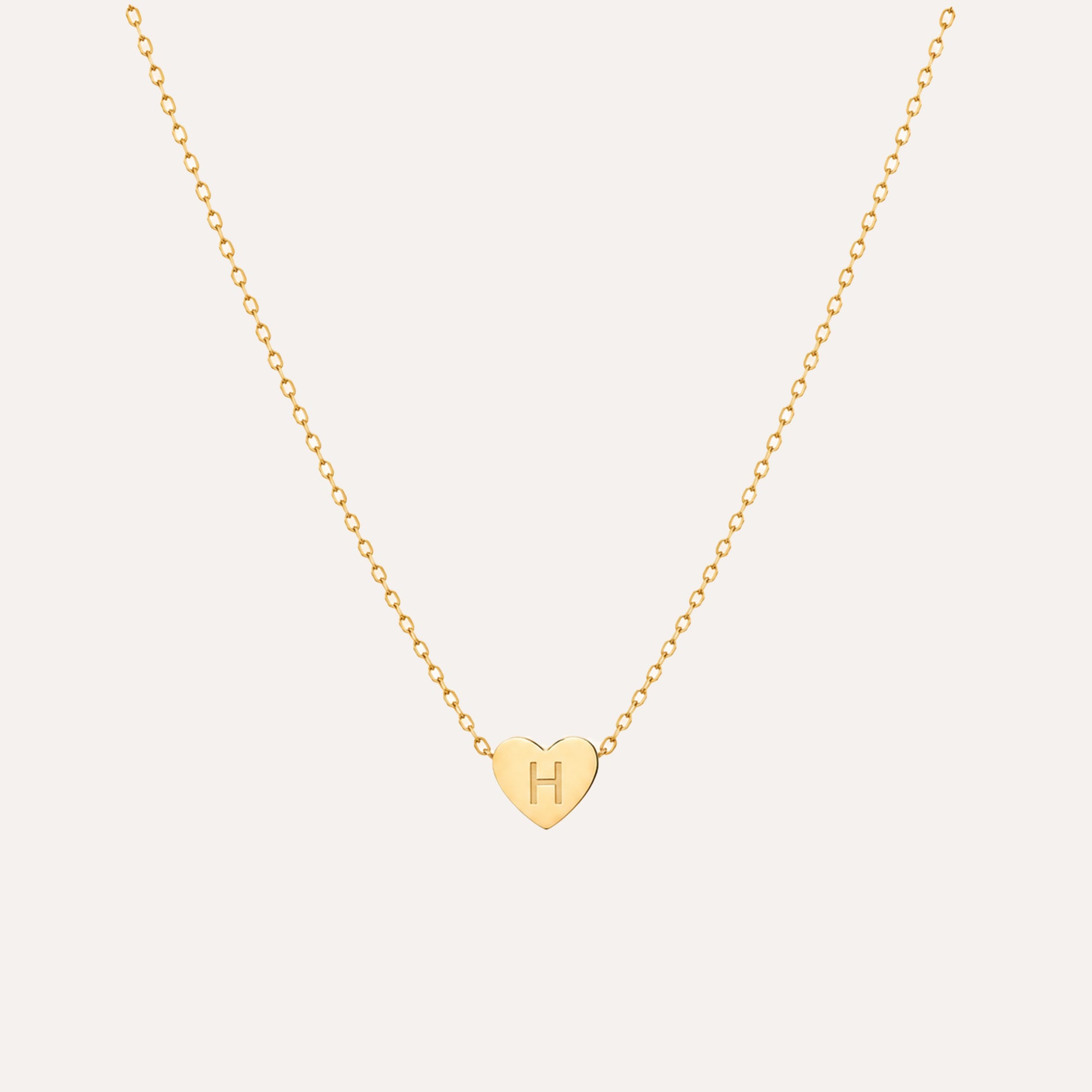 Gold 3D heart charm initial necklace - Calioras