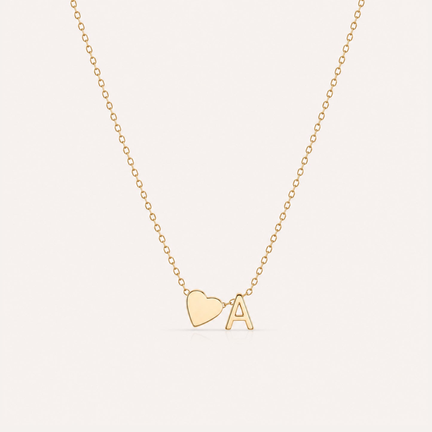 Gold heart initial necklace dainty personalized - Calioras

