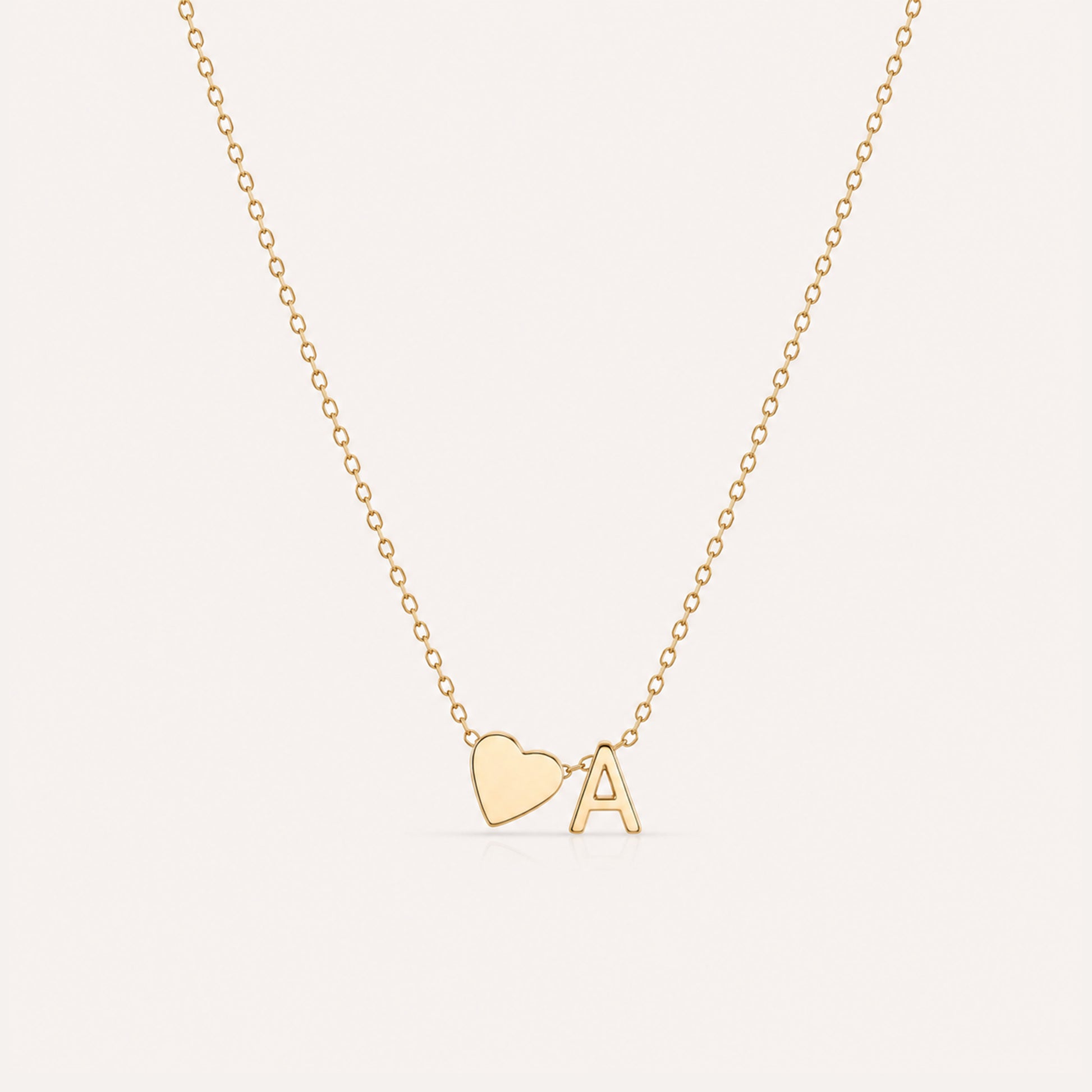 Gold heart initial necklace dainty personalized - Calioras
