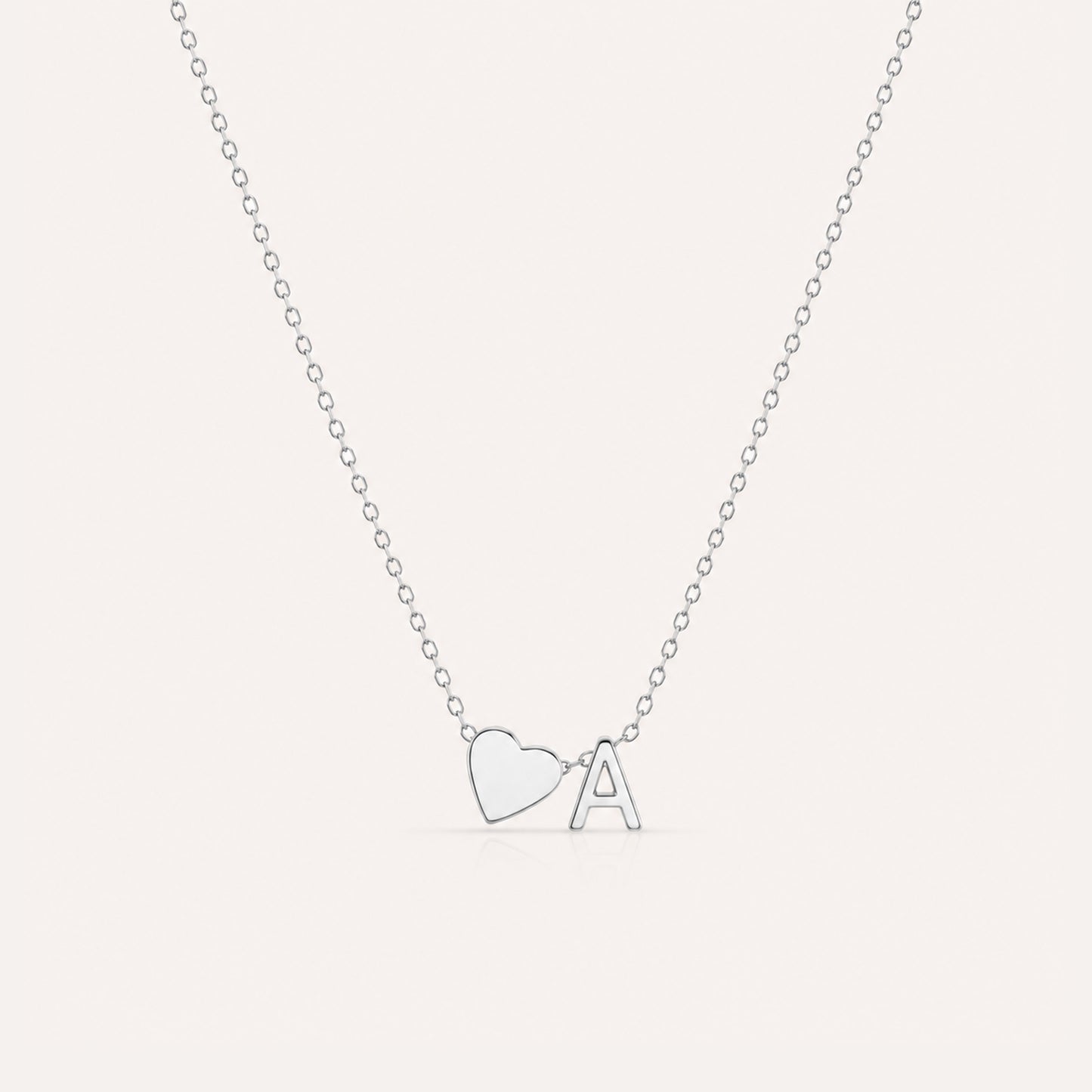 Silver heart initial necklace personalized - Calioras
