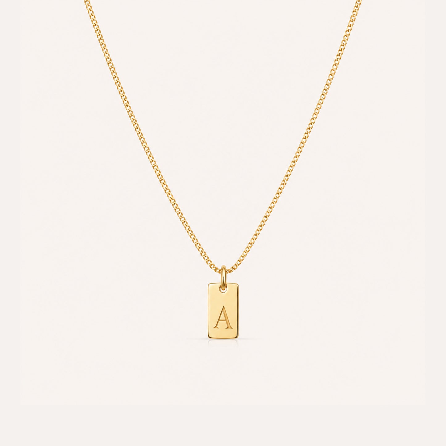 Gold initial tag necklace dainty personalized - Calioras
