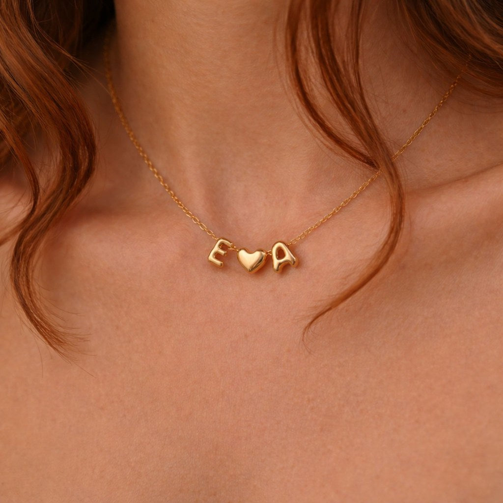 Gold bubble name necklace personalized - Calioras