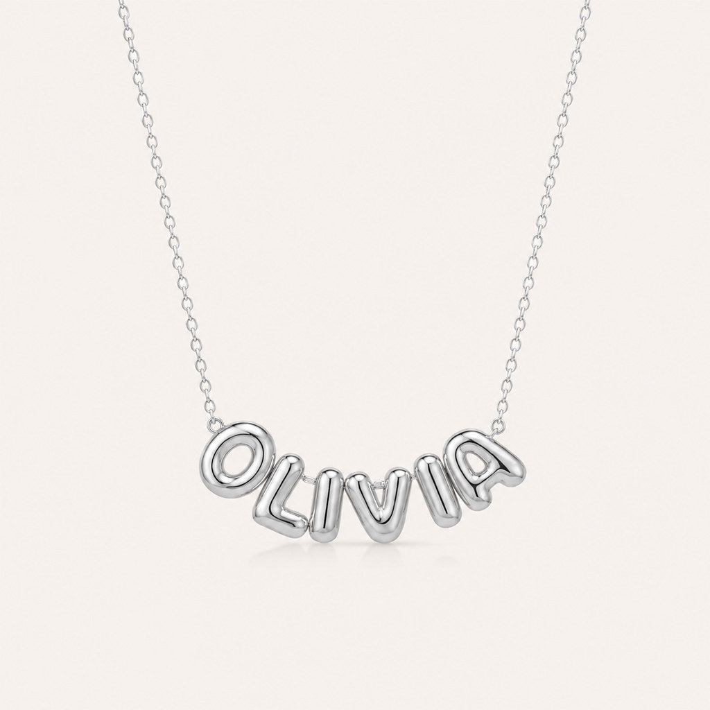 Gold bubble name necklace personalized - Calioras