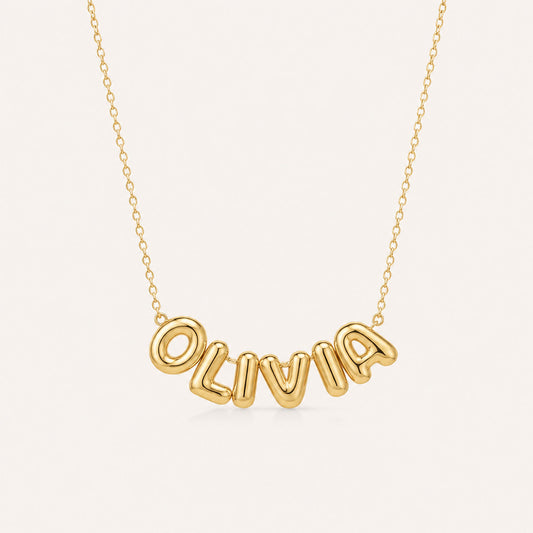 Gold bubble name necklace personalized - Calioras
