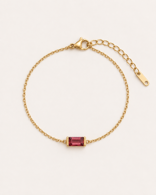 Gold baguette birthstone bracelet
