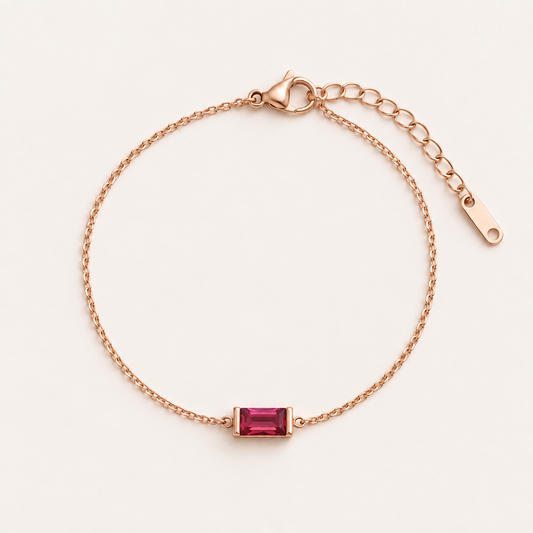 Gold baguette birthstone bracelet