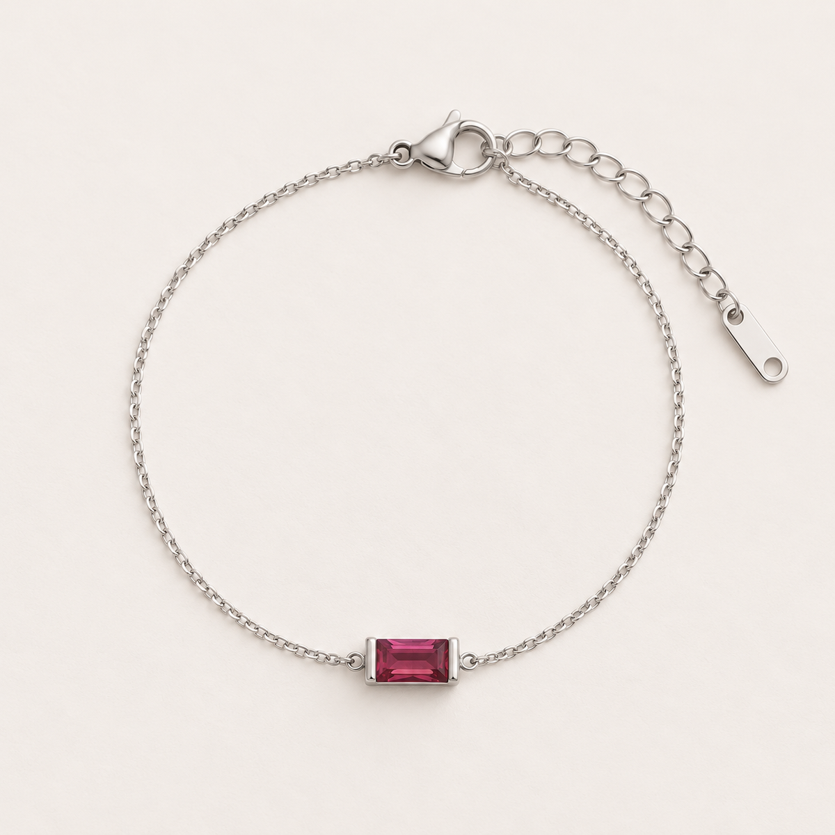 Gold baguette birthstone bracelet