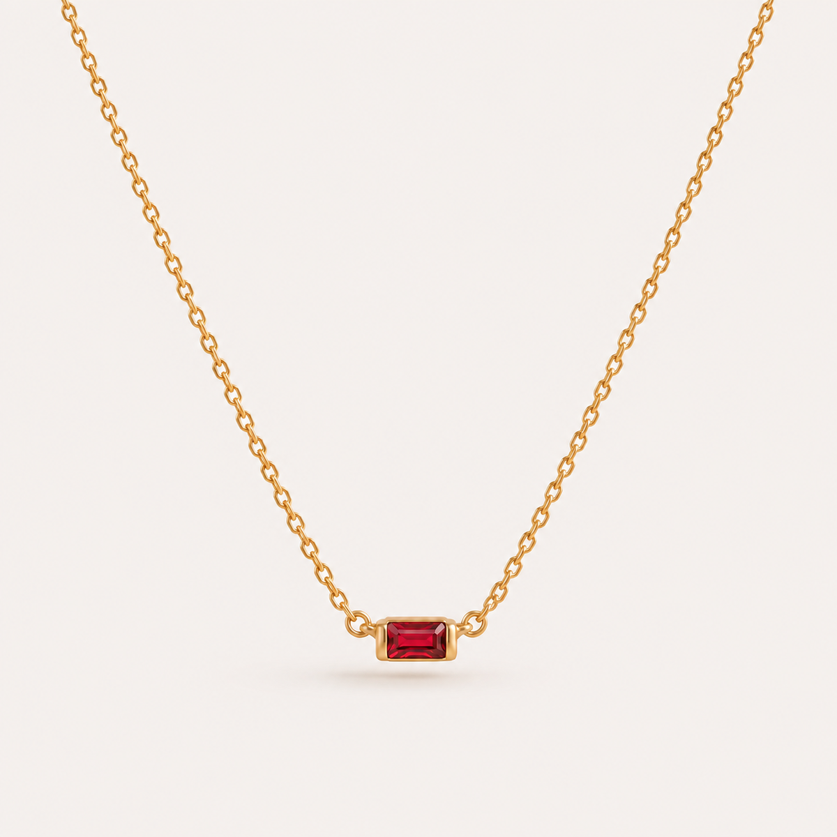 Gold baguette birthstone necklace