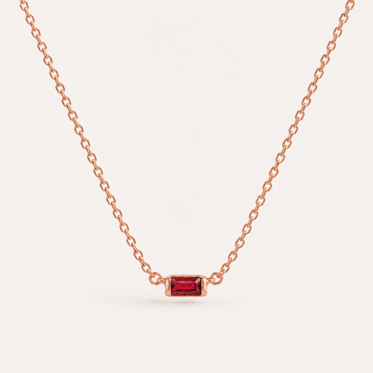 Gold baguette birthstone necklace