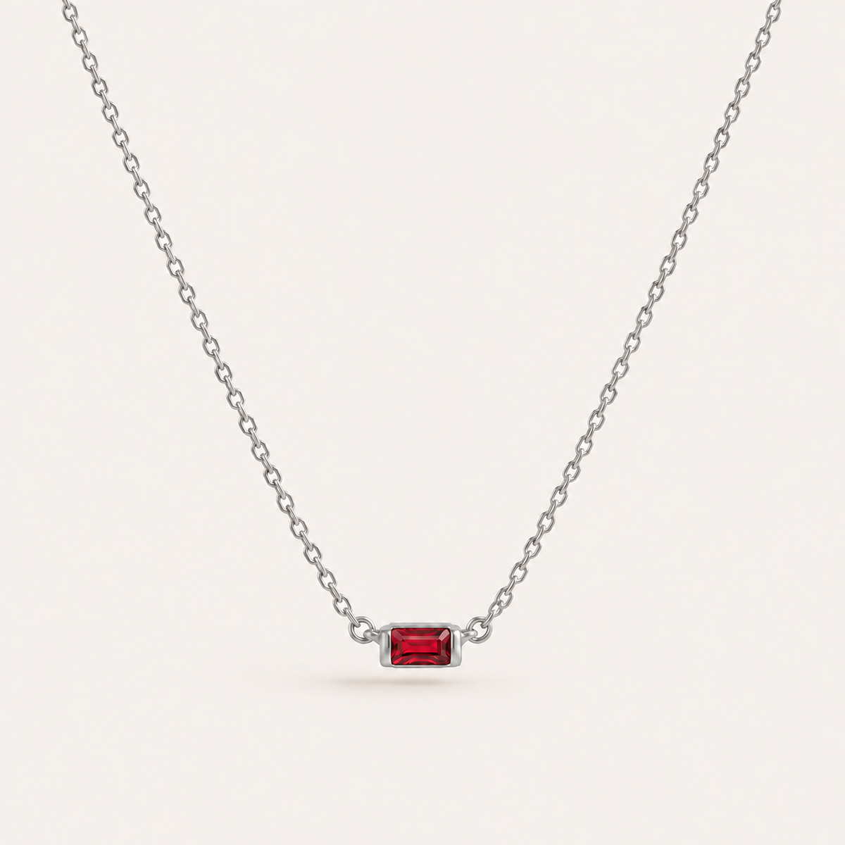 Gold baguette birthstone necklace