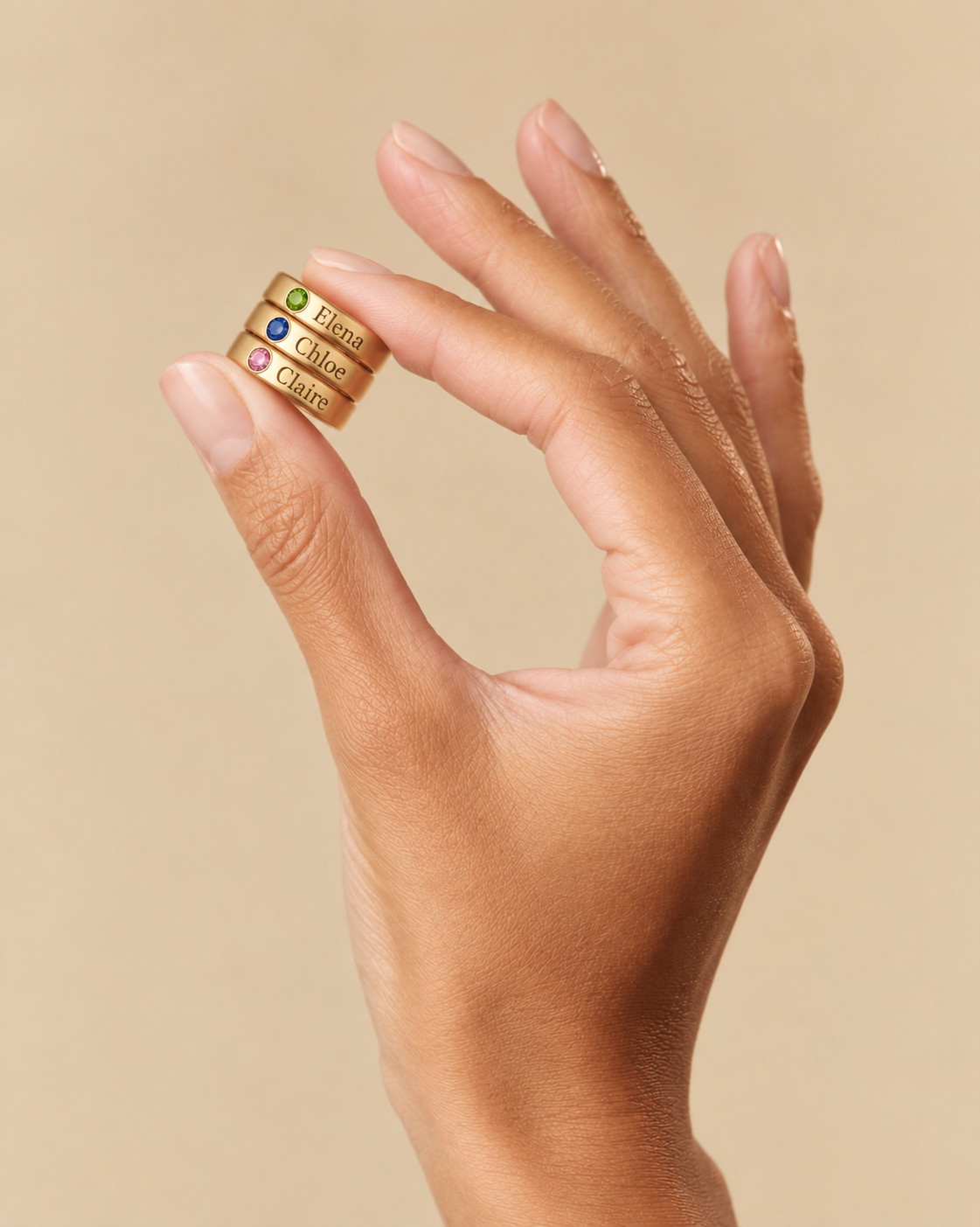 Gold birthstone name ring