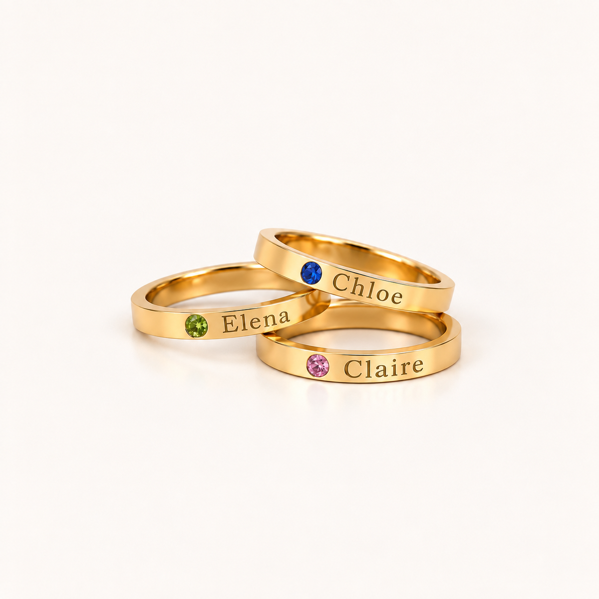 Gold birthstone name ring