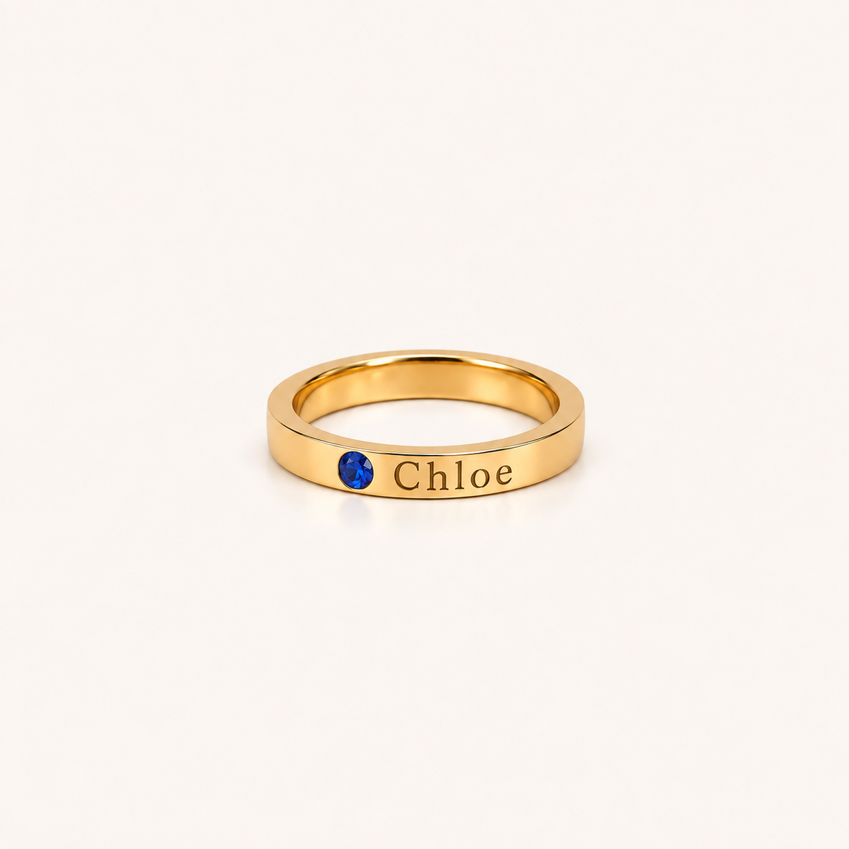 Gold birthstone name ring