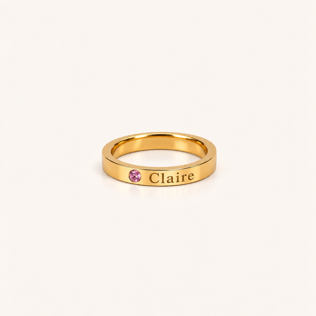 Gold birthstone name ring