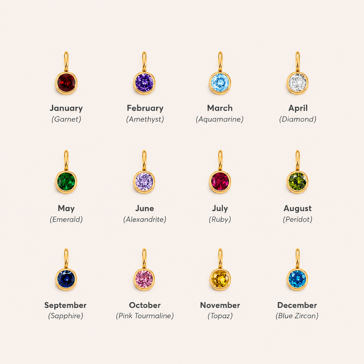 Birthstone Initial Necklace