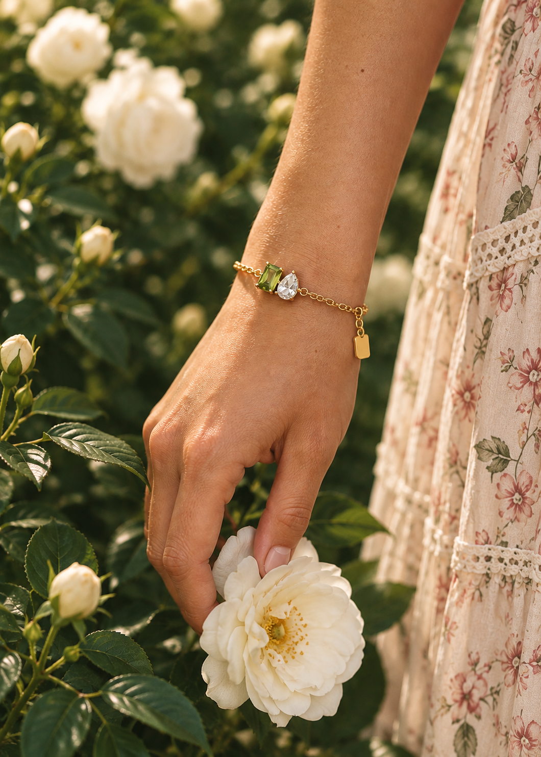 Gold toi et moi birthstone bracelet