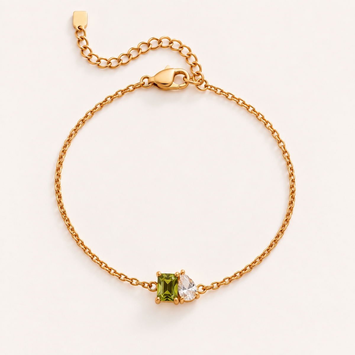 Gold toi et moi birthstone bracelet